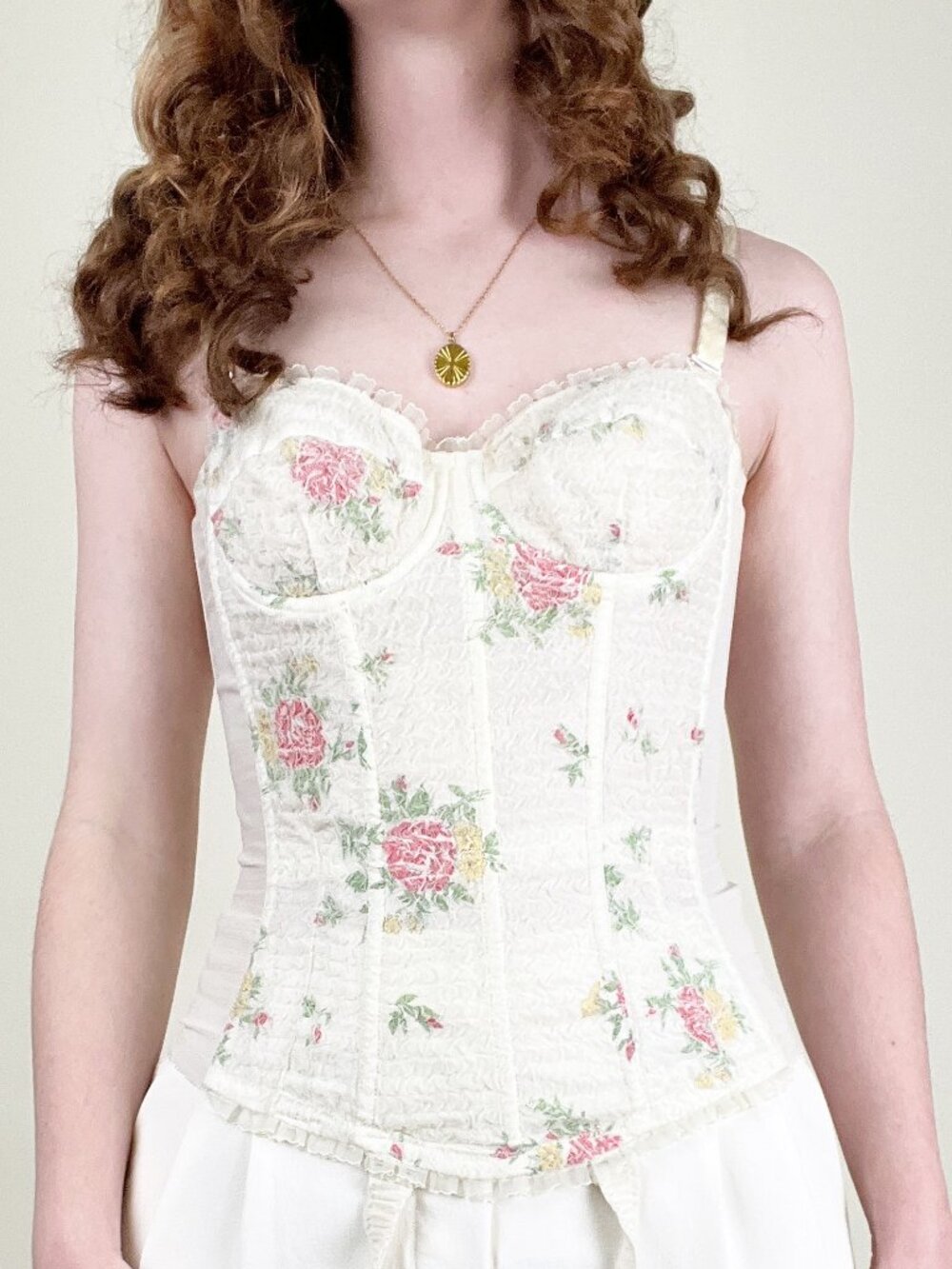Vintage 50s 60s Corset Bustier Garter Lingerie Mid Century Romantic Feminine MCM - Picture 6 of 15